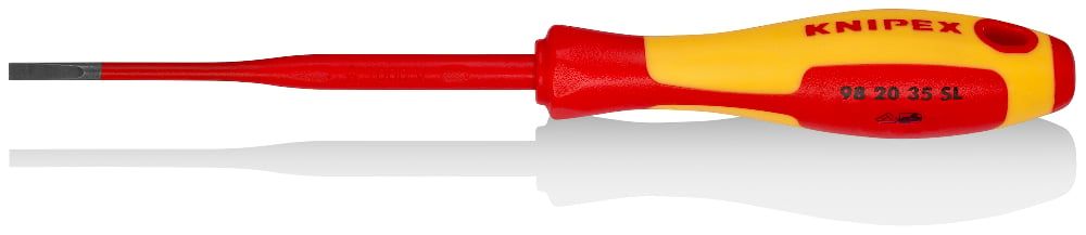 картинка KNIPEX KN-982035SL. Отвертка шлицевая тонкая VDE являющийся официальным дистрибьютором в России 