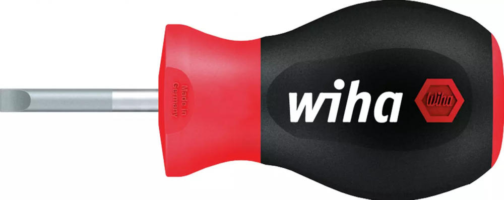 картинка WIHA 26967 / SoftFinish Stubby. Укороченная шлицевая отвертка серия 302SF являющийся официальным дистрибьютором в России 