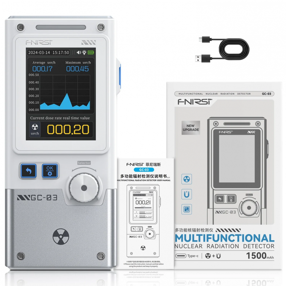 картинка FNIRSI GC-03 W. Дозиметр для измерения радиации являющийся официальным дистрибьютором в России 