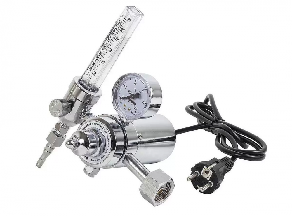 картинка КЕДР У-30/АР-40/3 PRO. Регулятор расхода с ротаметром и подогревателем 36В являющийся официальным дистрибьютором в России 