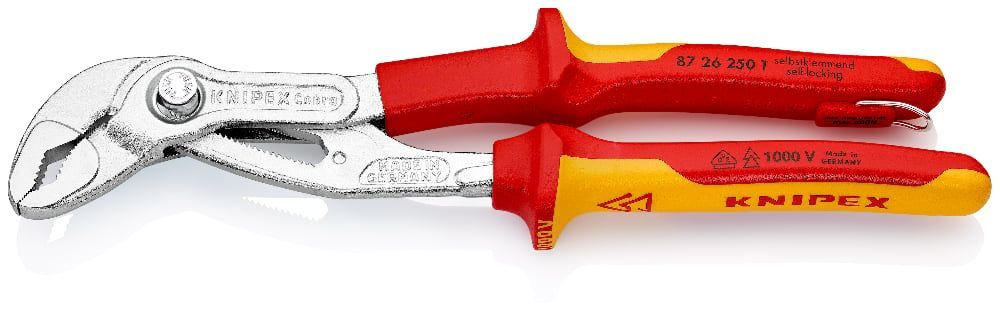 картинка KNIPEX KN-8726250TBK / Cobra. Клещи сантехнические диэлектрические (переставные-трубные) являющийся официальным дистрибьютором в России 