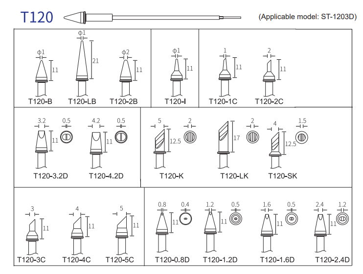 картинка Atten T120. Паяльные жала серии T120 являющийся официальным дистрибьютором в России 
