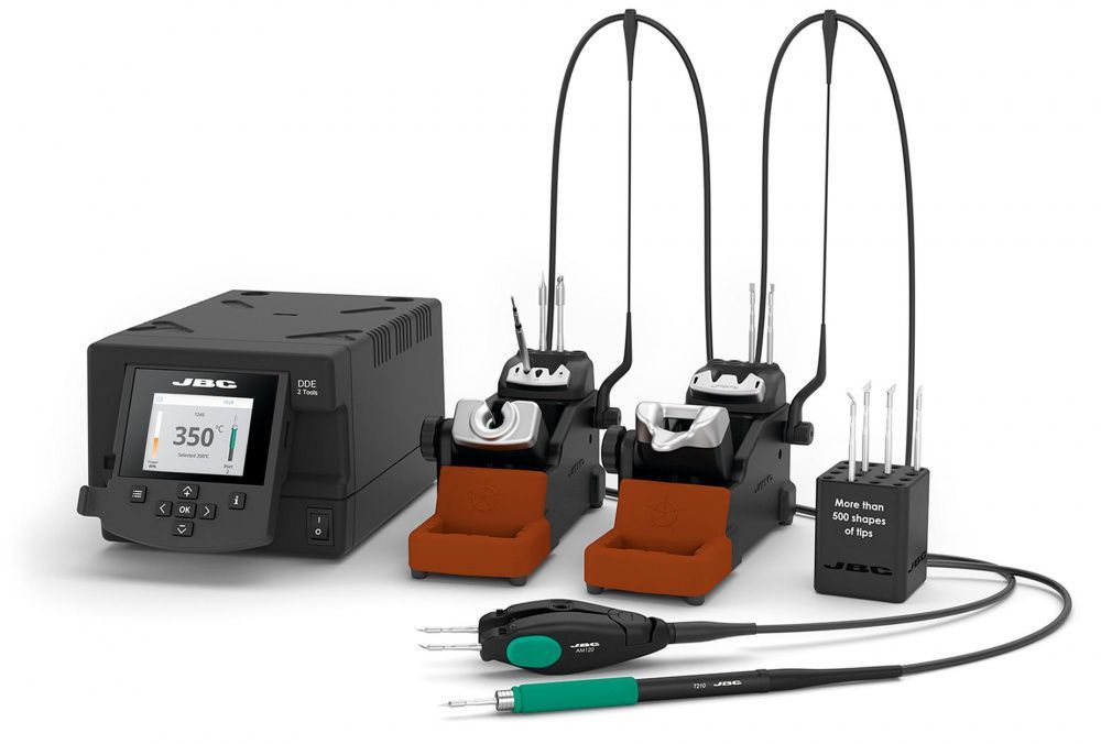 картинка JBC DDPE-2QC (150 Вт, 230 В). Двухканальная паяльная станция являющийся официальным дистрибьютором в России 