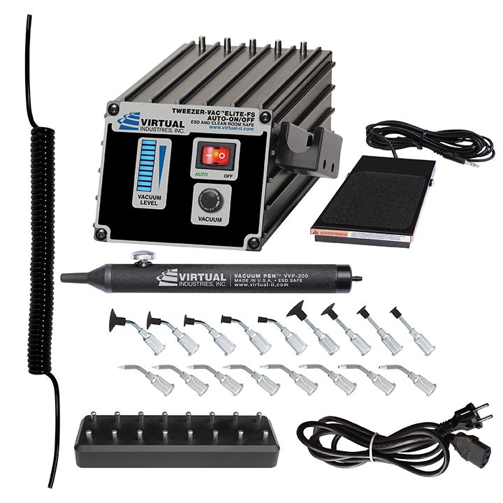 картинка VIRTUAL TV-1500A-ELITE-FS-SP8-BD-220 (ESD, 220В). Вакуумный пинцет с комплектом игл-насадок Buna-N являющийся официальным дистрибьютором в России 