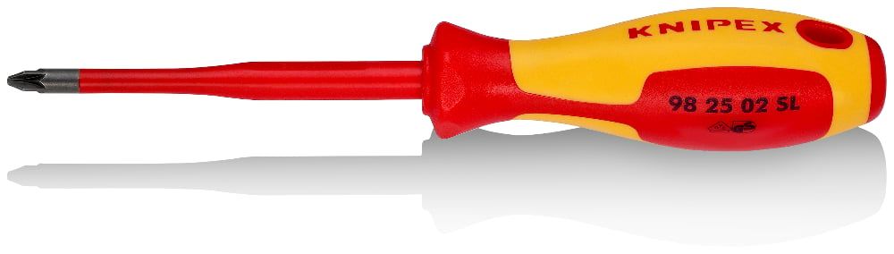картинка KNIPEX KN-982502SL. Отвёртка крестовая тонкая Pozidriv VDE являющийся официальным дистрибьютором в России 