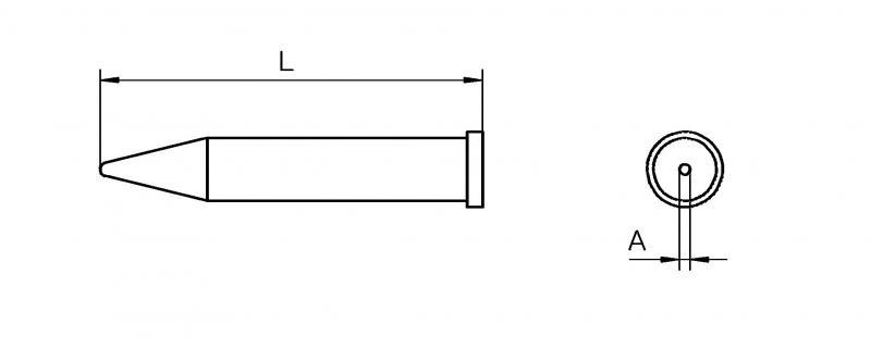 картинка Weller XT O (T0054471499). Жало паяльное 1,0 мм коническое прямое являющийся официальным дистрибьютором в России 