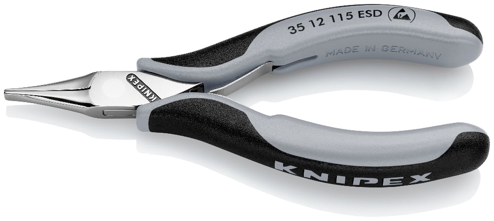 картинка KNIPEX KN-3512115ESD. Тонкогубцы захватные для электроники антистатические являющийся официальным дистрибьютором в России 