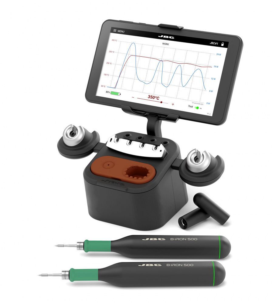 картинка JBC B·IRON 500 DUAL Station (BISS-5A). Станция для двух аккумуляторных паяльников B·IRON 500 TOOL являющийся официальным дистрибьютором в России 
