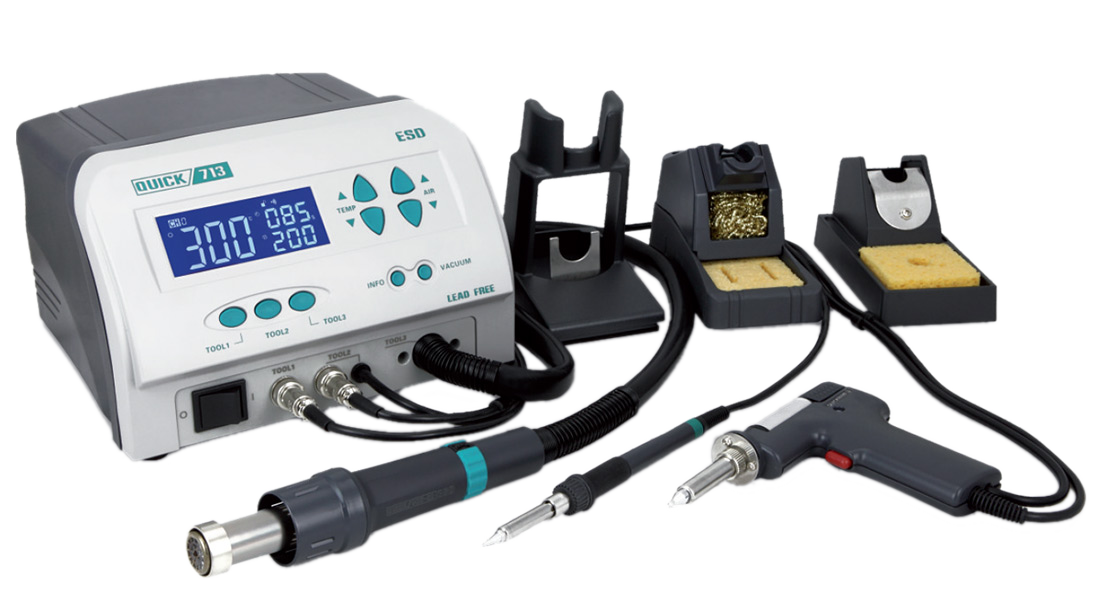 картинка Quick 713 ESD Lead Free (1100 Вт). Паяльно-ремонтная станция являющийся официальным дистрибьютором в России 