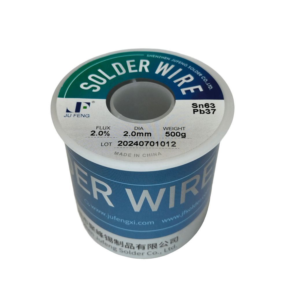 картинка Jufeng Sn63Pb37 2% 500gm 2mm. Припой проволочный 2мм с флюсом 2% являющийся официальным дистрибьютором в России 